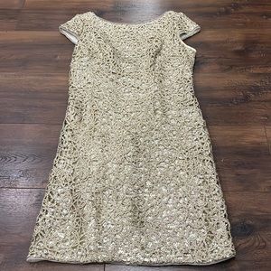 Adrianna Papell gold sequin dress size 6